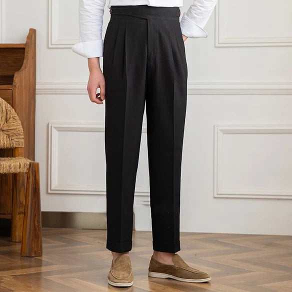 BLACK High Waisted Double Pleated GURKHA PANT