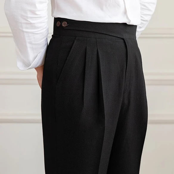 BLACK High Waisted Double Pleated GURKHA PANT