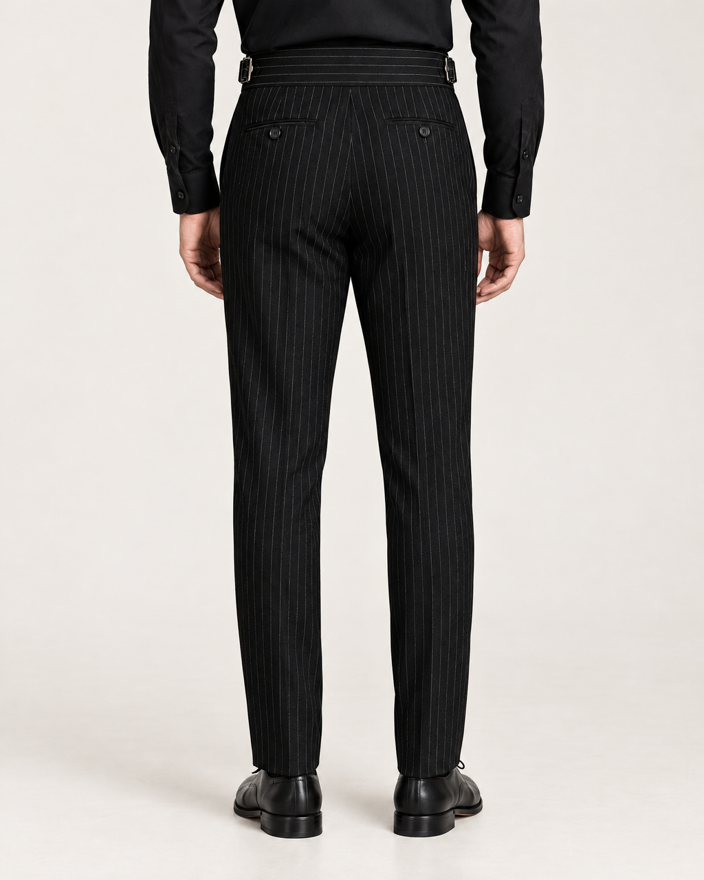 black pinstriped gurkha pant