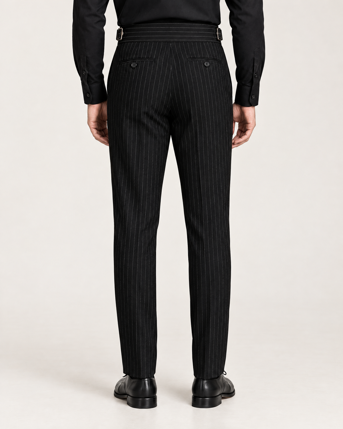 black pinstriped gurkha pant