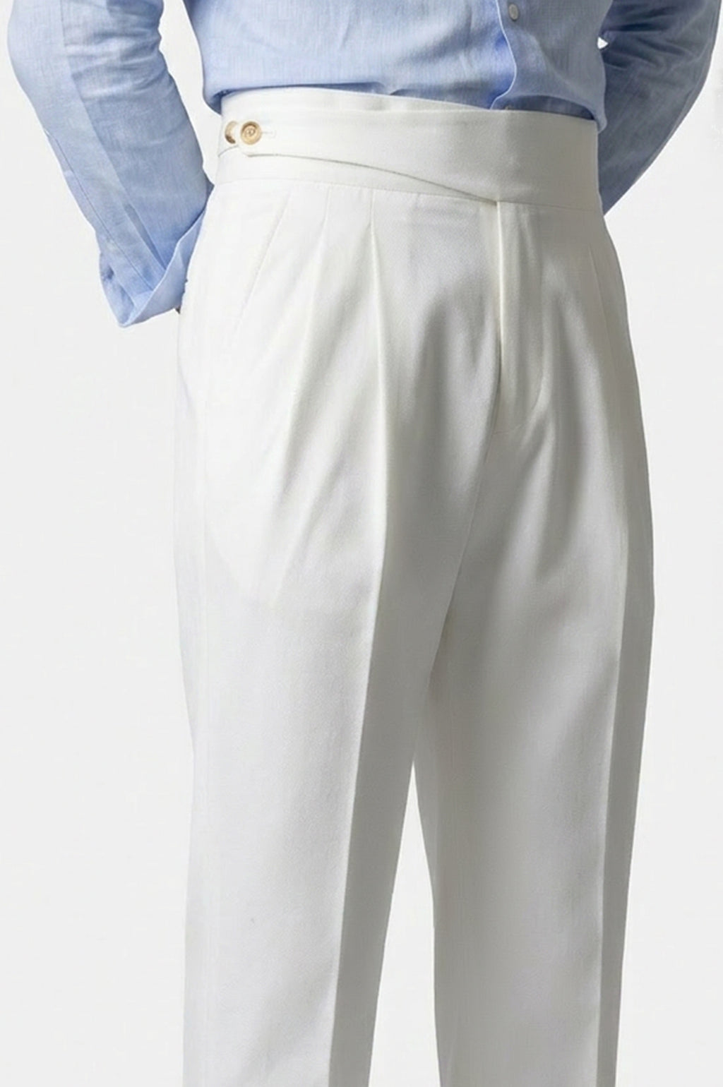 Pearl-White High Waisted gurkha Pant