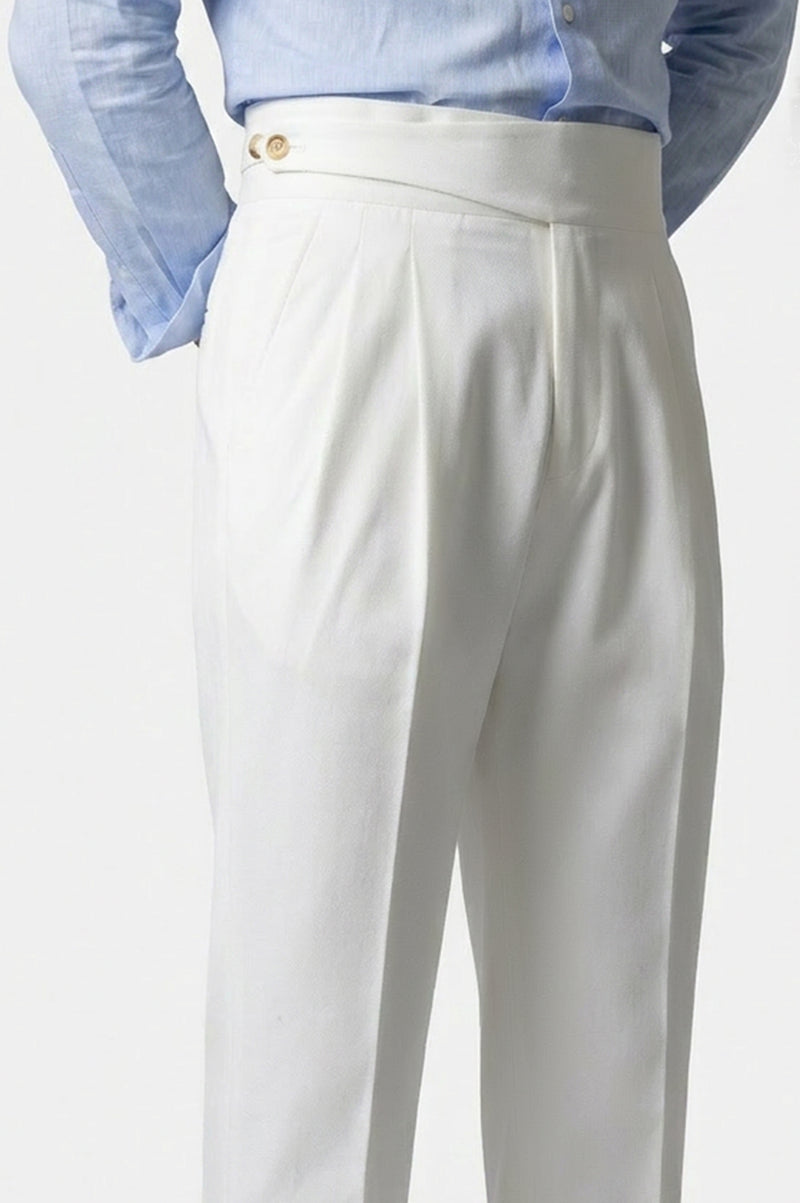 Pearl-White High Waisted gurkha Pant