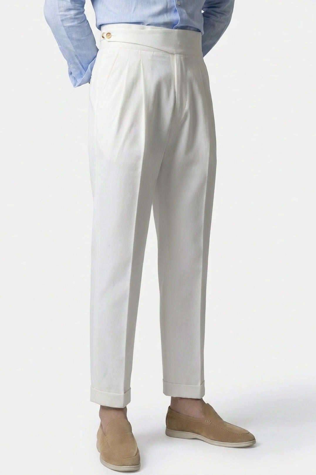 Pearl-White High Waisted gurkha Pant