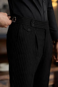 black pinstriped gurkha pant