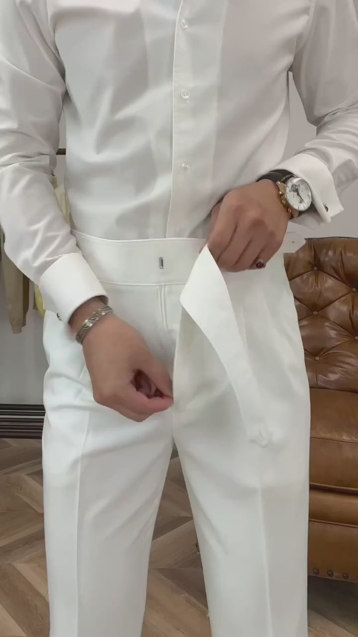 Pearl-White High Waisted gurkha Pant